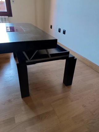 Mesa de centro elevable madera y cristal
