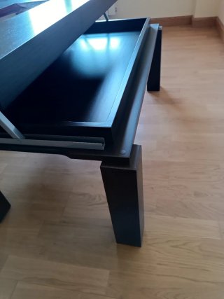 Mesa de centro elevable madera y cristal