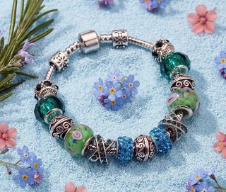 Pulsera Charm Plata Cristal Murano estilo Pandora
