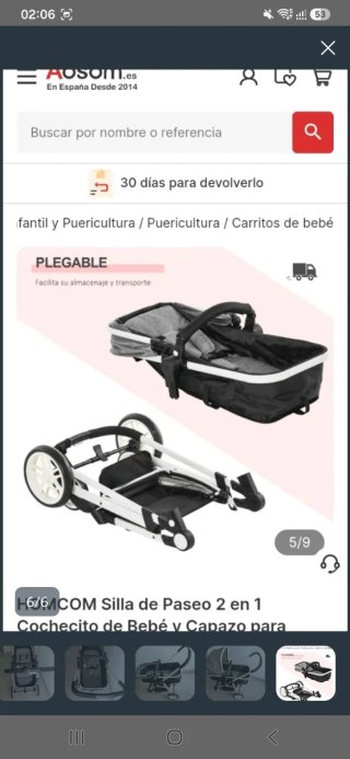 Carrito Bebé 2 en 1: Capazo + Silla