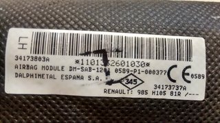 985H10581R AIRBAG ASIENTO IZQUIERDO DACIA Logan II (L8 Desde 13) 2013-2014-2015-2016, Logan II MCV Break (desde ´13) 2014-...