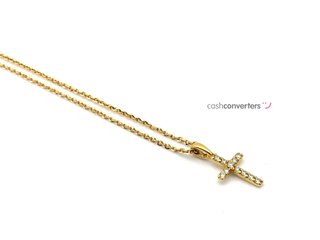 cadena oro 18k con piedra con diamante 20cm