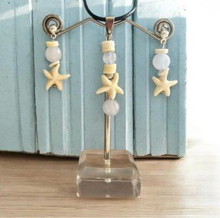 1 Conjunto artesanal aguamarina y estrellas de mar