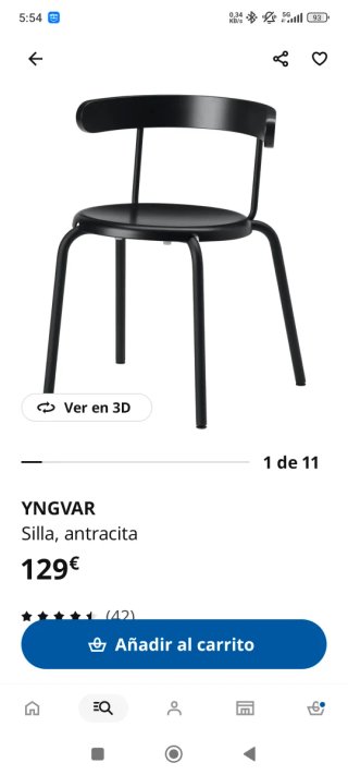 4 Sillas IKEA YNGVAR Negras apilables