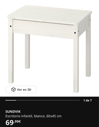 Escritorio Infantil blanco 60x45 cm y silla ikea