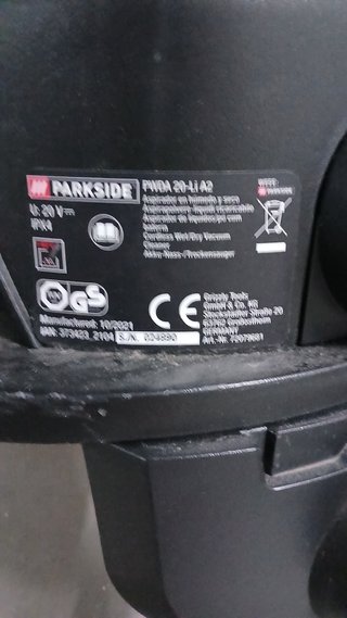 Aspirador PWDA 20-Li A2 con batería de 20 V
