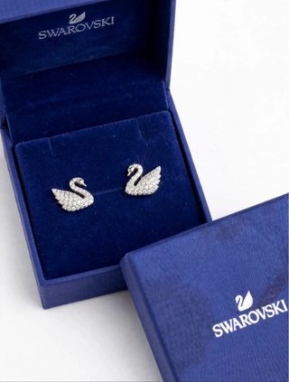 Orecchini Swarovski Cigno Rosa Oro