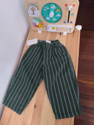Pantaloni Zara T.104 a Strisce Verdi