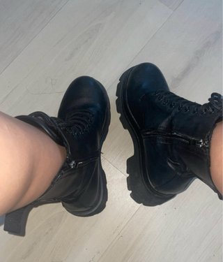 Anfibi neri chunky platform con zip