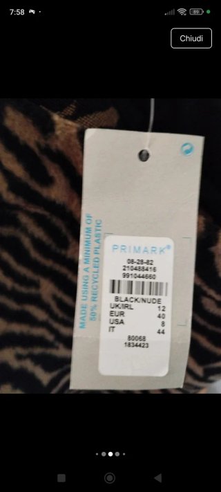 Gonna Primark Zebra Taglia 44 Nuova