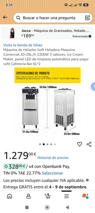 Máquina Profesional Helados Soft