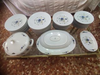 Vajilla Fraespa Pamplona Porcelana Azul/Blanco. 54