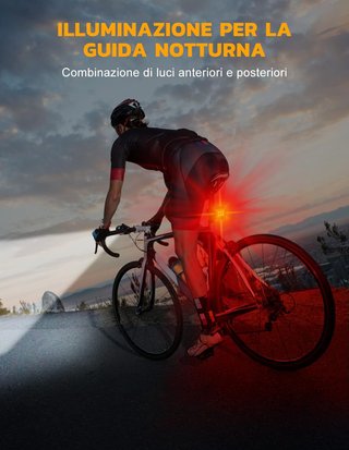 Set Luci Bici Ricaricabili USB Impermeabili