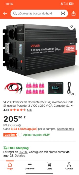 Inversor Vevor Onda Pura 3500W Nuevo.