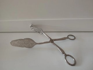 Pinzas para servir pastel de metal
