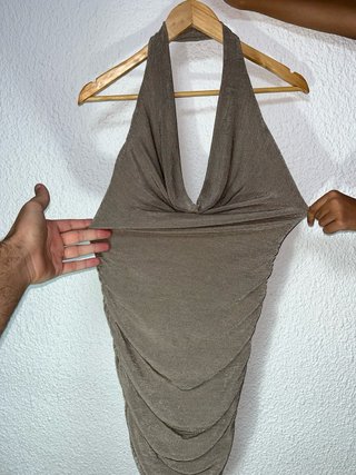 Vestido midi halter drapeado - Espalda abierta
