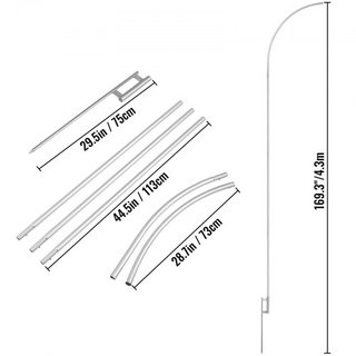 Polo de Publicidad, 10 x Paquetes de Bandera de Pluma con Punta de Tierra, Conjuntos de Polo de Bandera Sin Viento de 16 pies con Estaca de Montaje en Tierra, Kit de Polo de Bandera Swooper de 6 p...