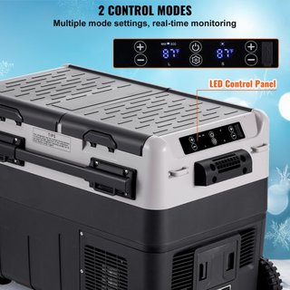 Refrigerador de Coche Portátil, Refrigerador de Coche de 12 Voltios, Congelador Portátil de Doble Zona de 50 L / 52.8 QT, Temperatura Ajustable de -4℉ a 68℉, Enfriador de Compresor para el Hogar, ...