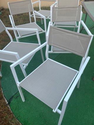 6 Sillas de Jardín Aluminio Blancas