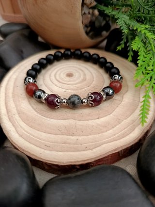 Pulsera Escorpio elástica negra y roja