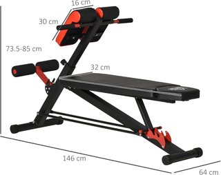 Banco Plano de Gimnasio, Banco de Pesas Ajustable para Entrenamiento en Casa, Banco de Gimnasio Multifuncional Con 1 Ajuste Plano Y 2 Inclinaciones, 4 Ajustes de Pie, Negro