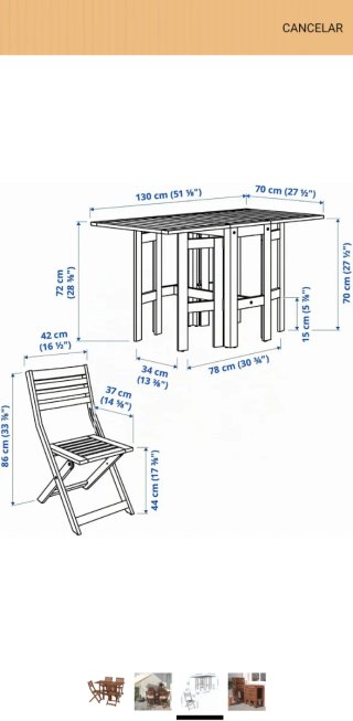 Conjunto Mesa Sillas Plegables madera de exterior