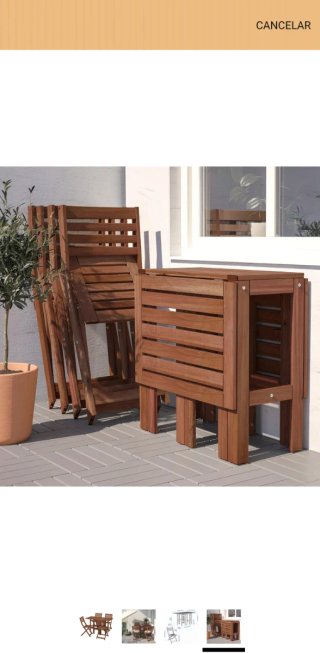 Conjunto Mesa Sillas Plegables madera de exterior