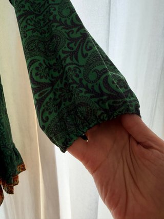 Vestido corto verde estampado bohemio