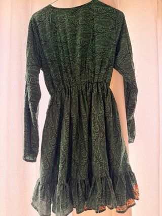 Vestido corto verde estampado bohemio