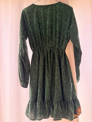 Vestido corto verde estampado bohemio