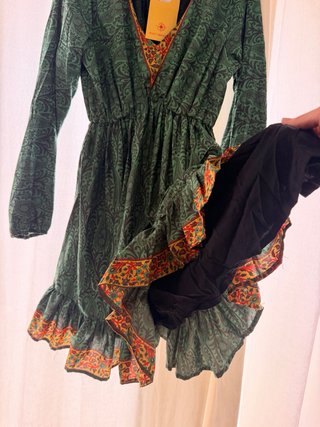 Vestido corto verde estampado bohemio