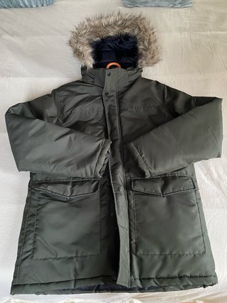 Parka chico verde talla S con capucha