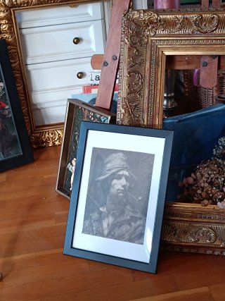 Quadro vintage marinaio che fuma pipa