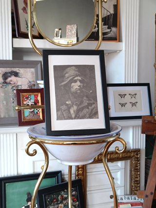 Quadro vintage marinaio che fuma pipa