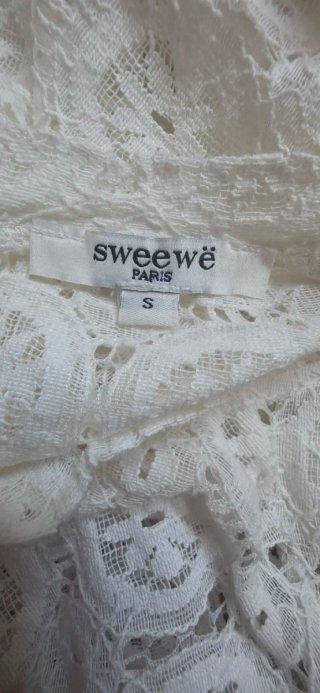 Blusa Encaje Guipur Blanca Talla S