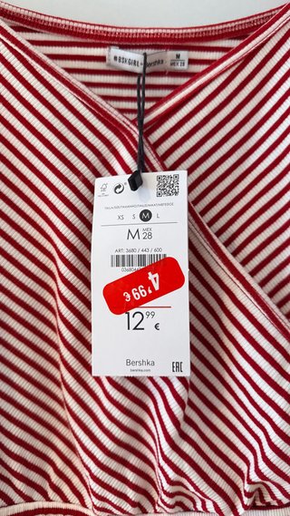 Mono Bershka rayas rosa y blanco con etiqueta