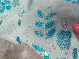 Completo donna teal con paillettes