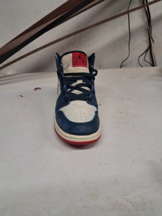 Jordan 1 Mid Scarpe Blu Bianco