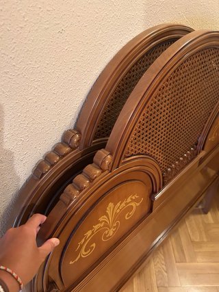 2 Cabeceros Madera y Rattan 135cm