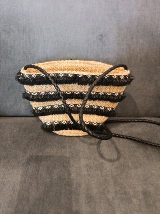 Bolso rafia Green Coast beige y negro