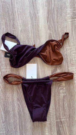 Conjunto Bikini Zara Morado y Marrón