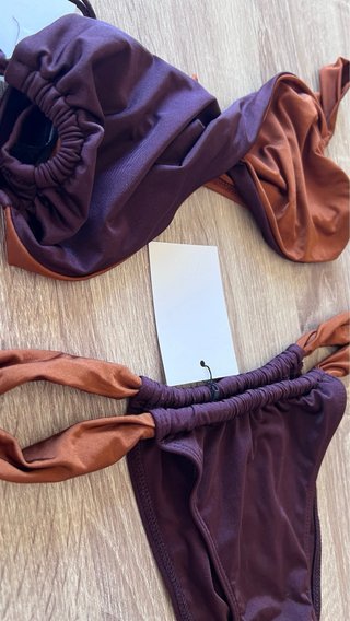 Conjunto Bikini Zara Morado y Marrón