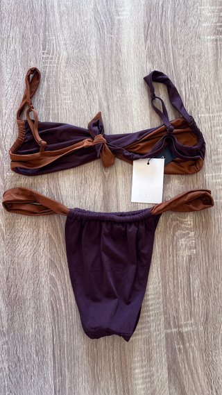 Conjunto Bikini Zara Morado y Marrón