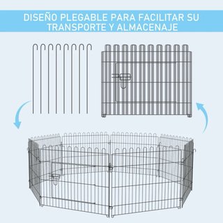 Parque para perros 8 paneles 71x61 cm