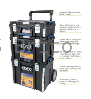 Conjunto Modular 3 Cajas Herramientas Alyco 129620