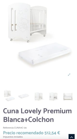 Cuna colecho blanca Interbaby con accesorios