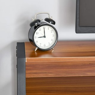 Scrivania Moderna a 2 Livelli per Camera e Ufficio, Mobili in Legno e Metallo, 84X45X85Cm, Nero e Noce