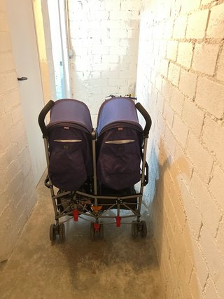 Carrito Gemelar Maclaren Azul y Gris