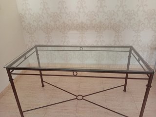 Mesa de centro cristal y metal