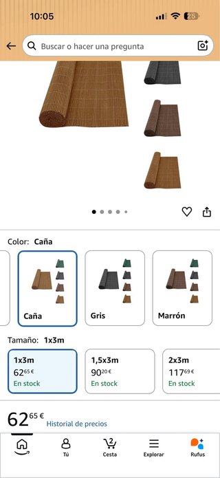 Valla mimbre artificial para jardín/terraza